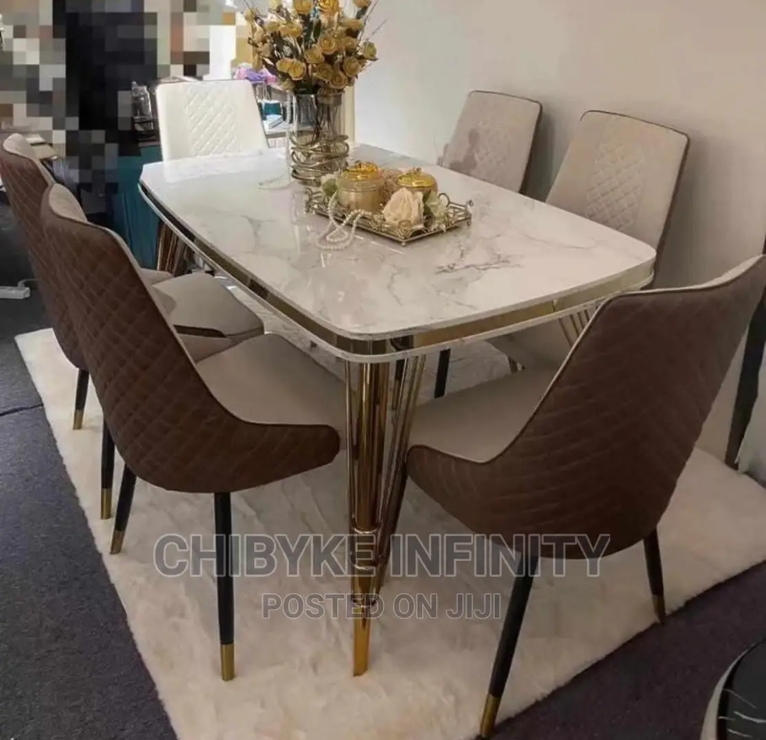 Quality Glass Top Contemporary Six Seaters Dinning Sets