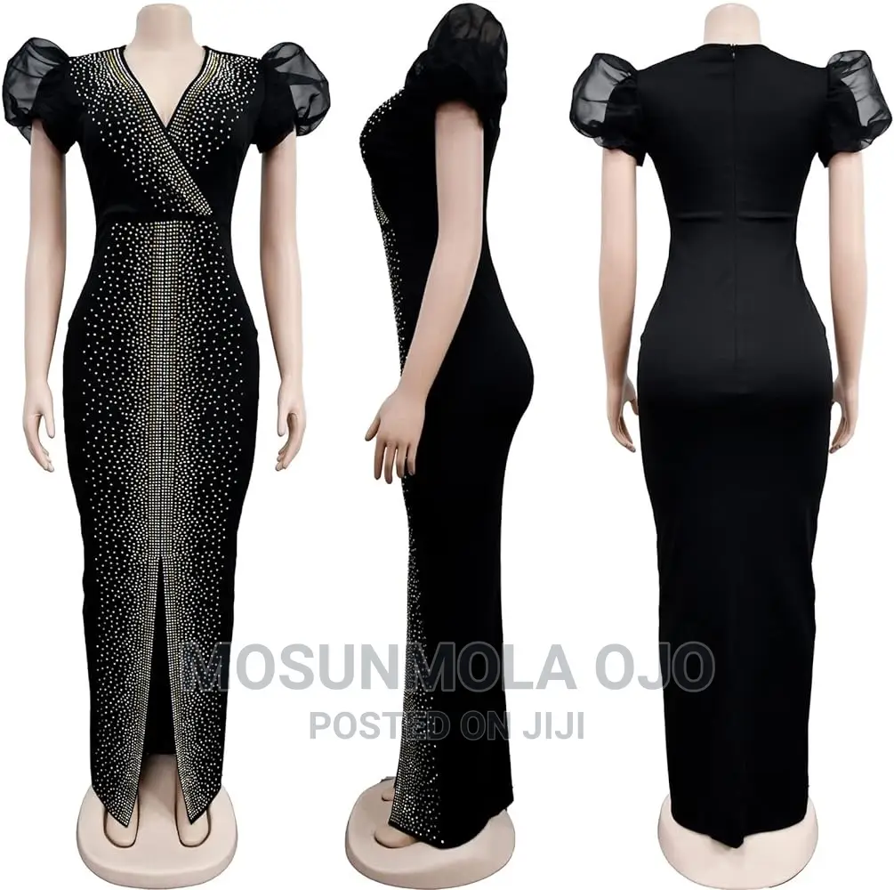 Sexy Deep v-Neck Rhinestone Dress