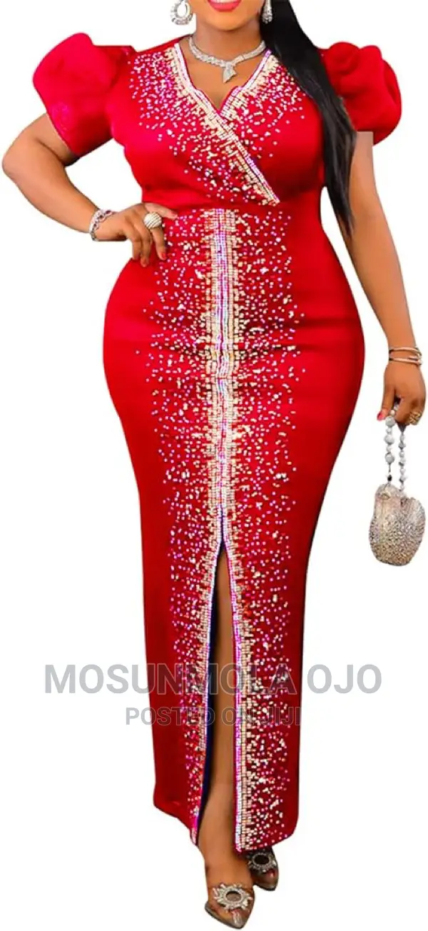 Sexy Deep v-Neck Rhinestone Dress