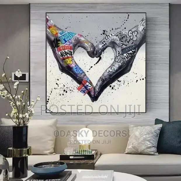 Colourful Abstract Love Hand Painting Print on Canvas