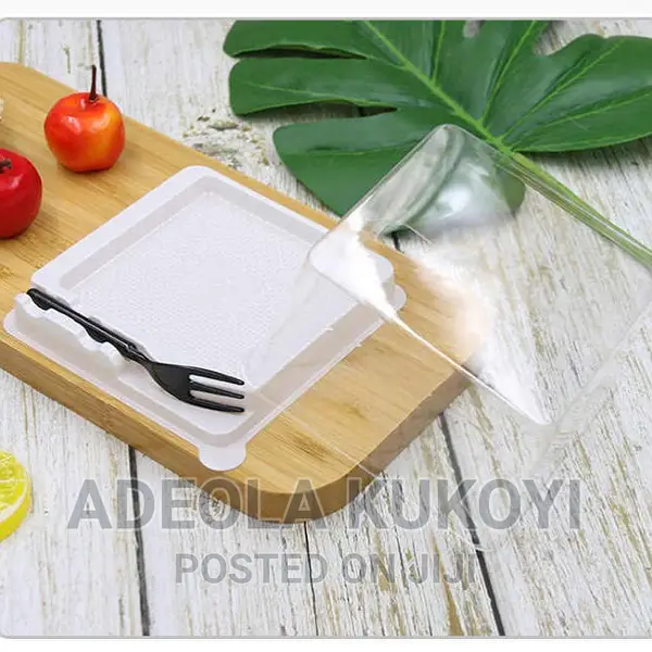 50pcs of Disposable Square Cake Slice With Fork