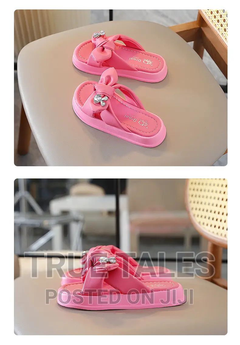Girls' Pink Diamante Slippers