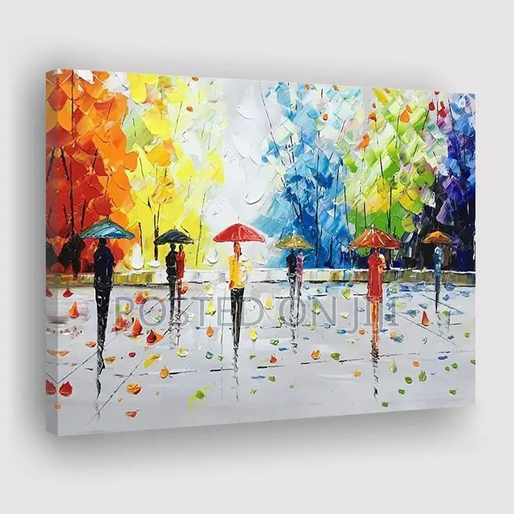 Broad and Colourful Street Painting With People