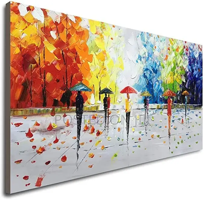 Broad and Colourful Street Painting With People
