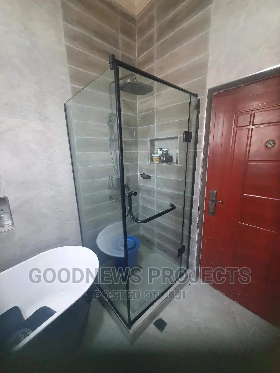 Glass Cubicle With Black Accessories