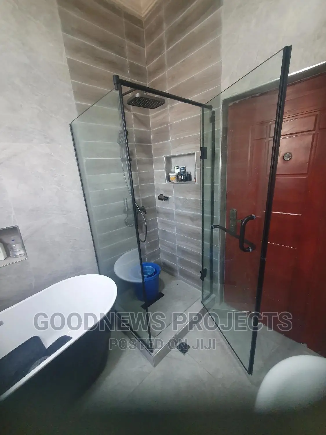 Glass Cubicle With Black Accessories