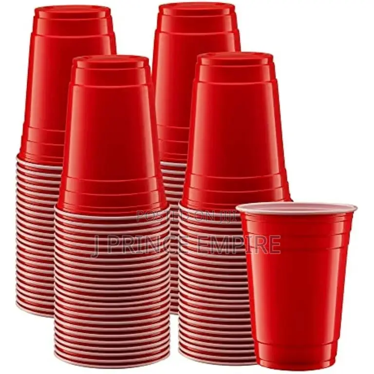 Disposable Party Plastic Cups (50pcs)Red Drinking Cups