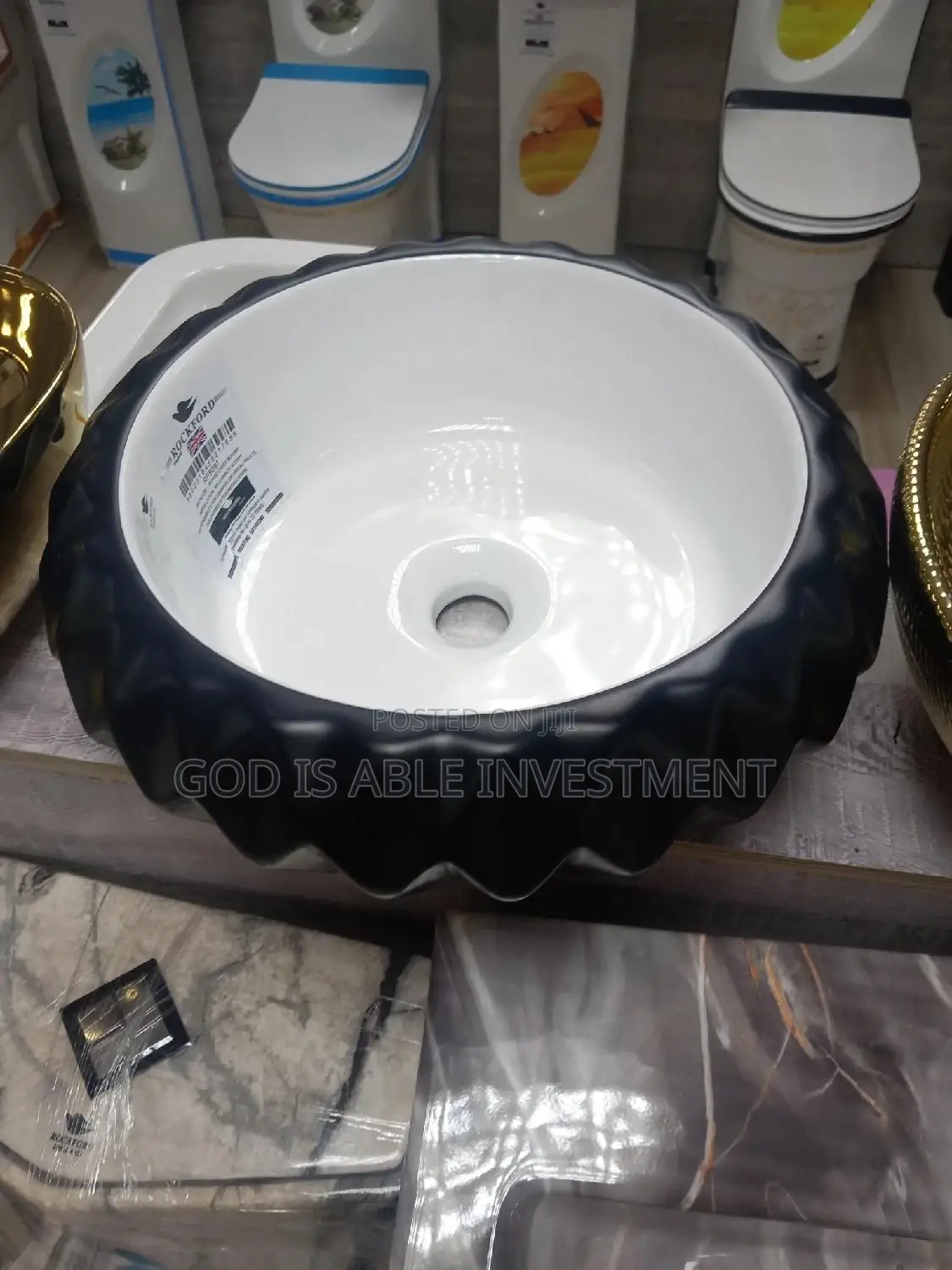 White Black Countertop Basin