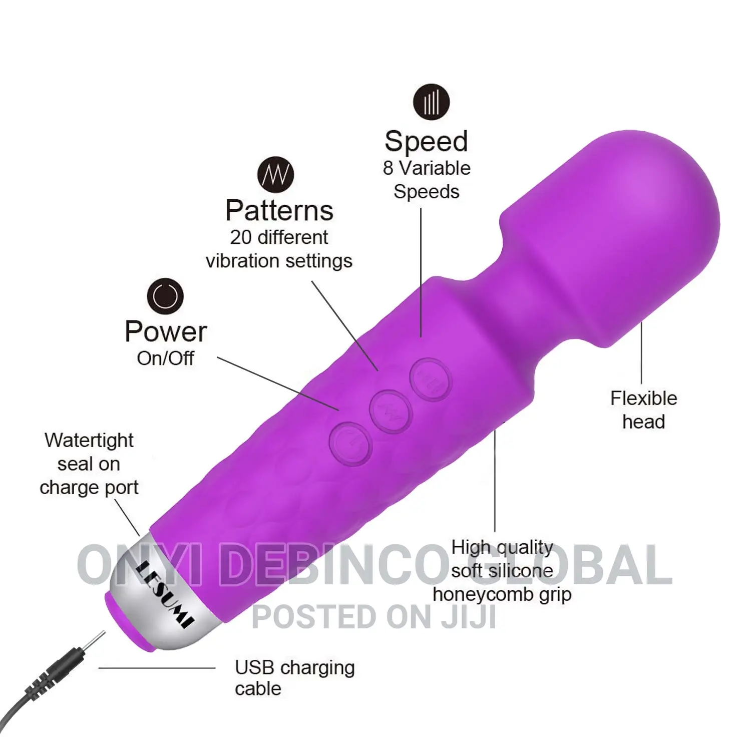 Magic Wand Vibrator for Woman Av Vibrator, USB Rechargeable