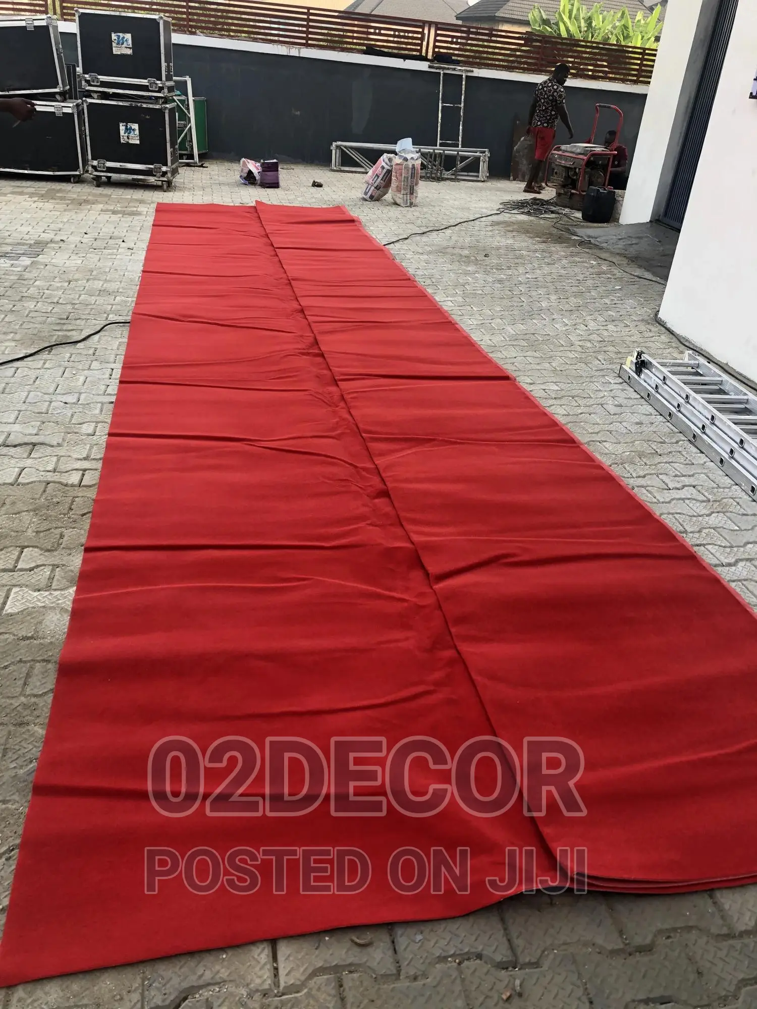 Plain Red Smooth Suede Rug for Wall and Event Use
