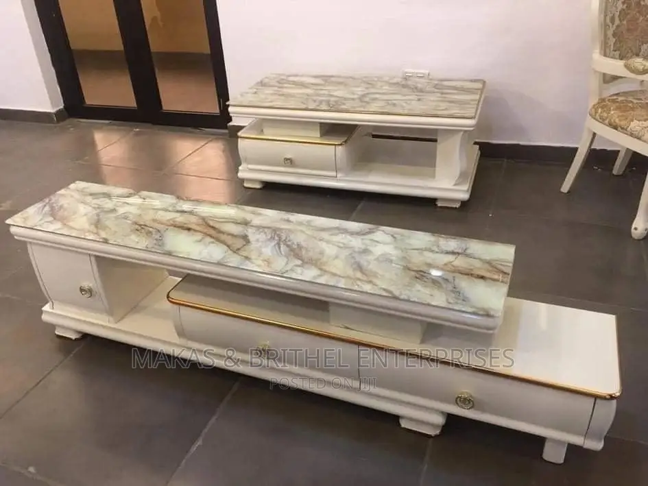 Marble Top Tv Console With Center Table