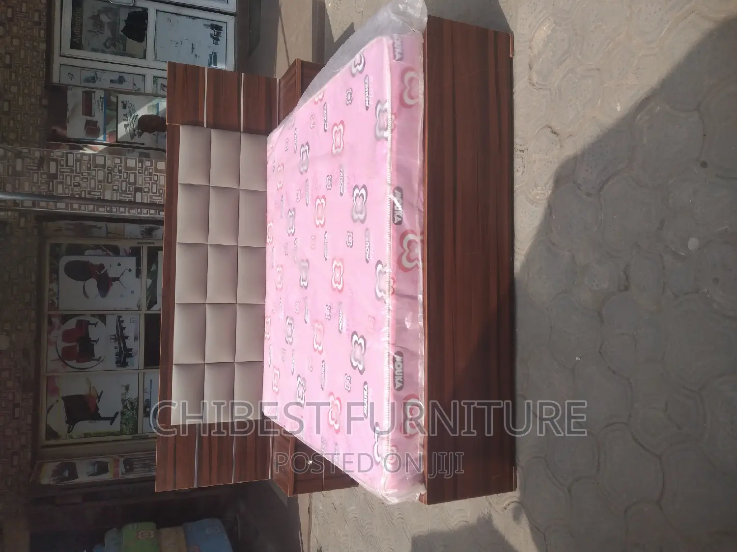 Quality 6by6 Wooden Upholstery Bed Frame With Two Bed Sides