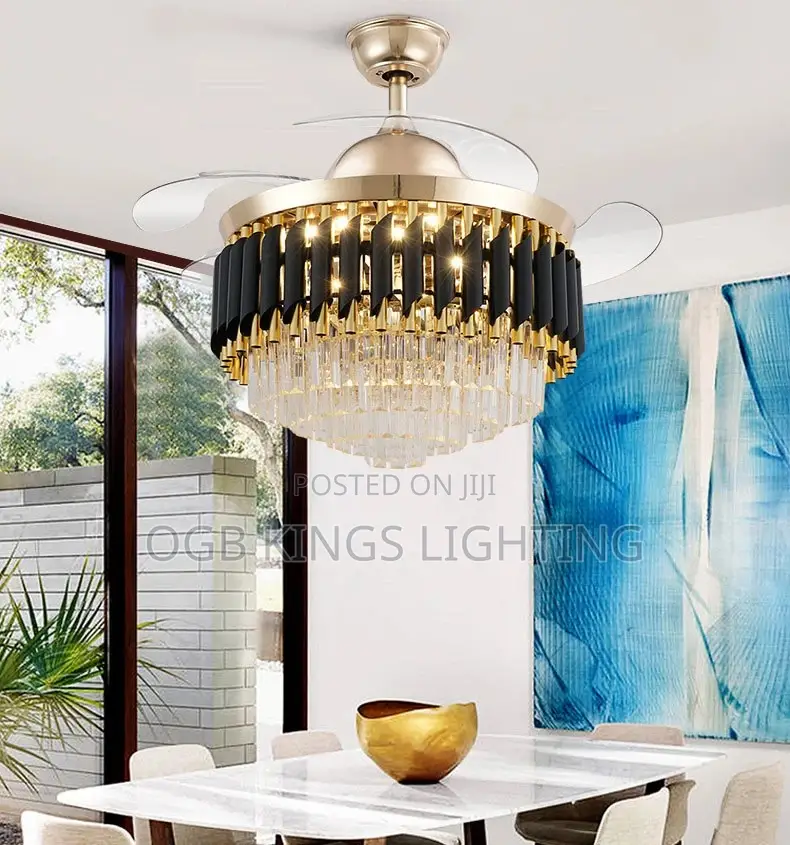 Ceiling Fan With Crystal LED Light and Remote Control