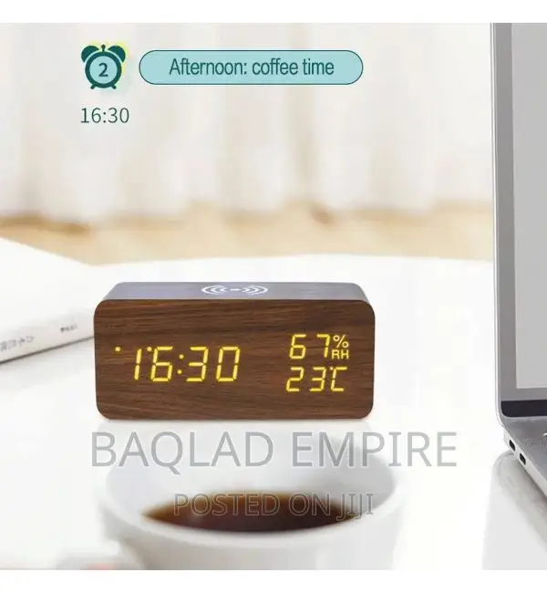 Portable Digital Alarm Clock With Wireless Charging