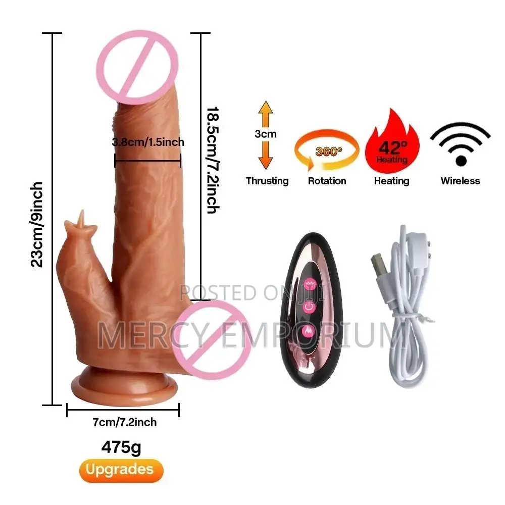 Thrusting, Heating, Vibrating Realistic Dildo+Remote Control