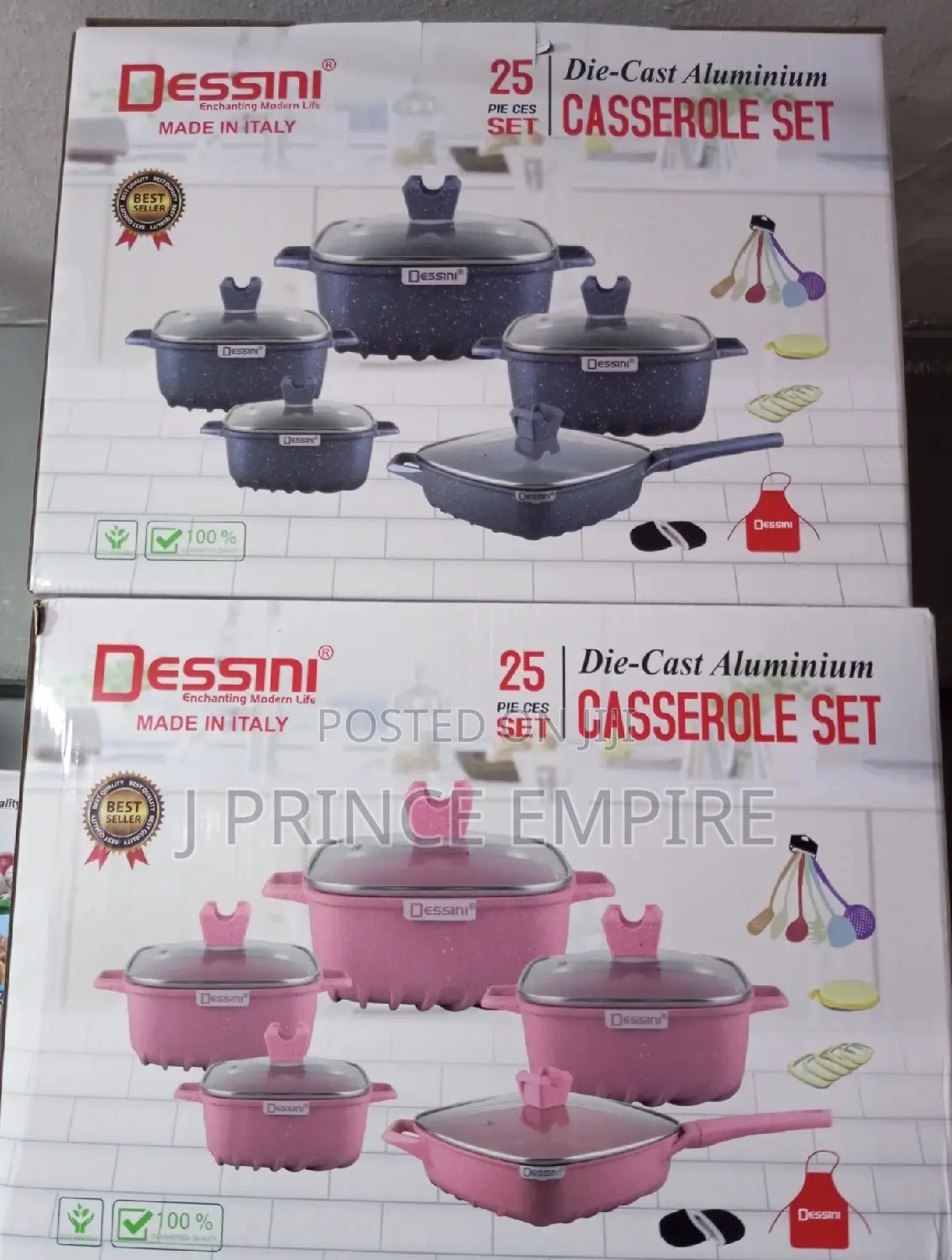 Dessini Non Stick Pot + Apron+ Cooking Spoons +Lid Ear