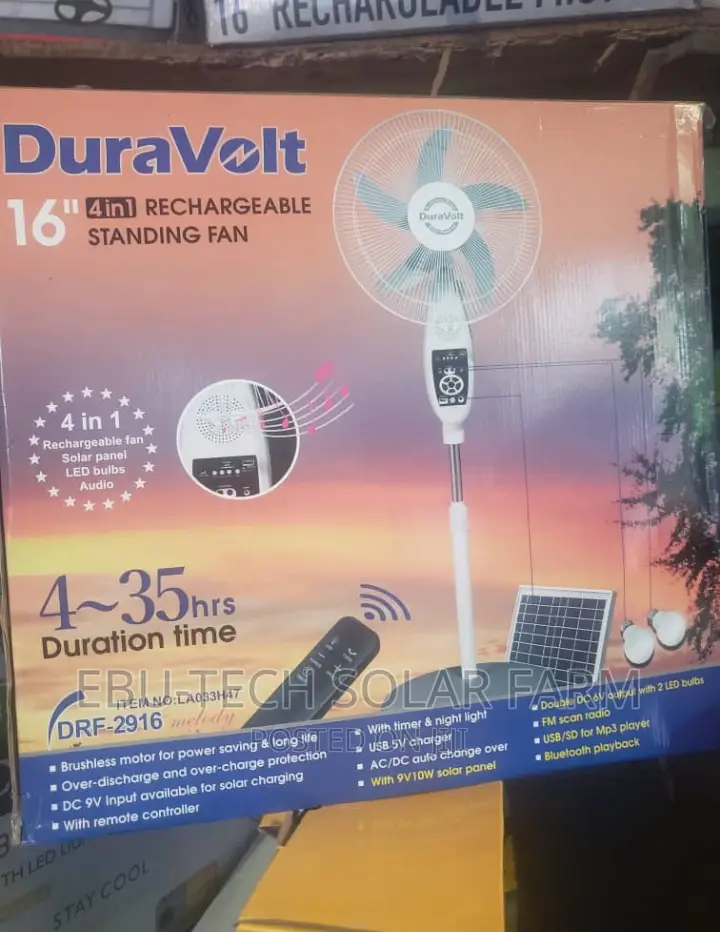 18inches Duravolt Solar Rechargeable Fan