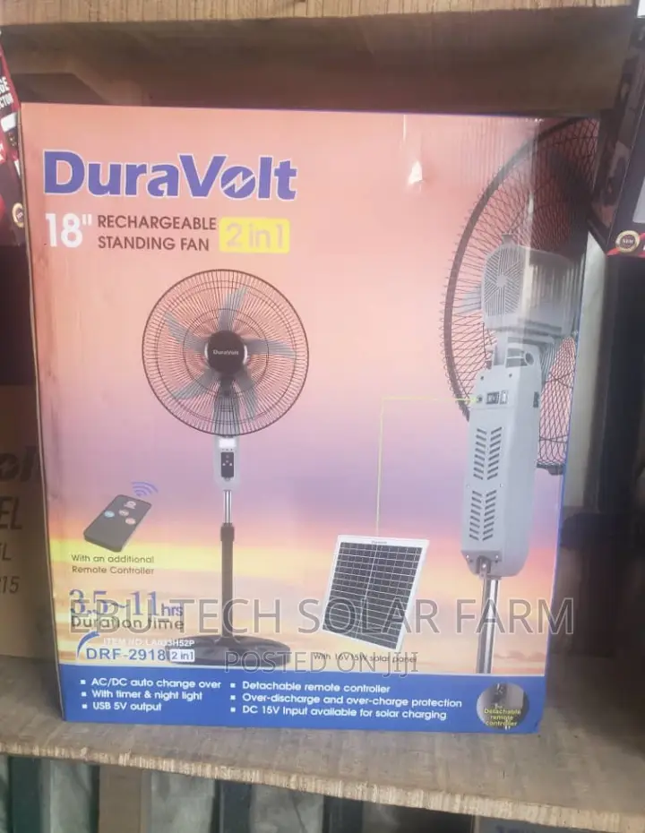18inches Duravolt Solar Rechargeable Fan