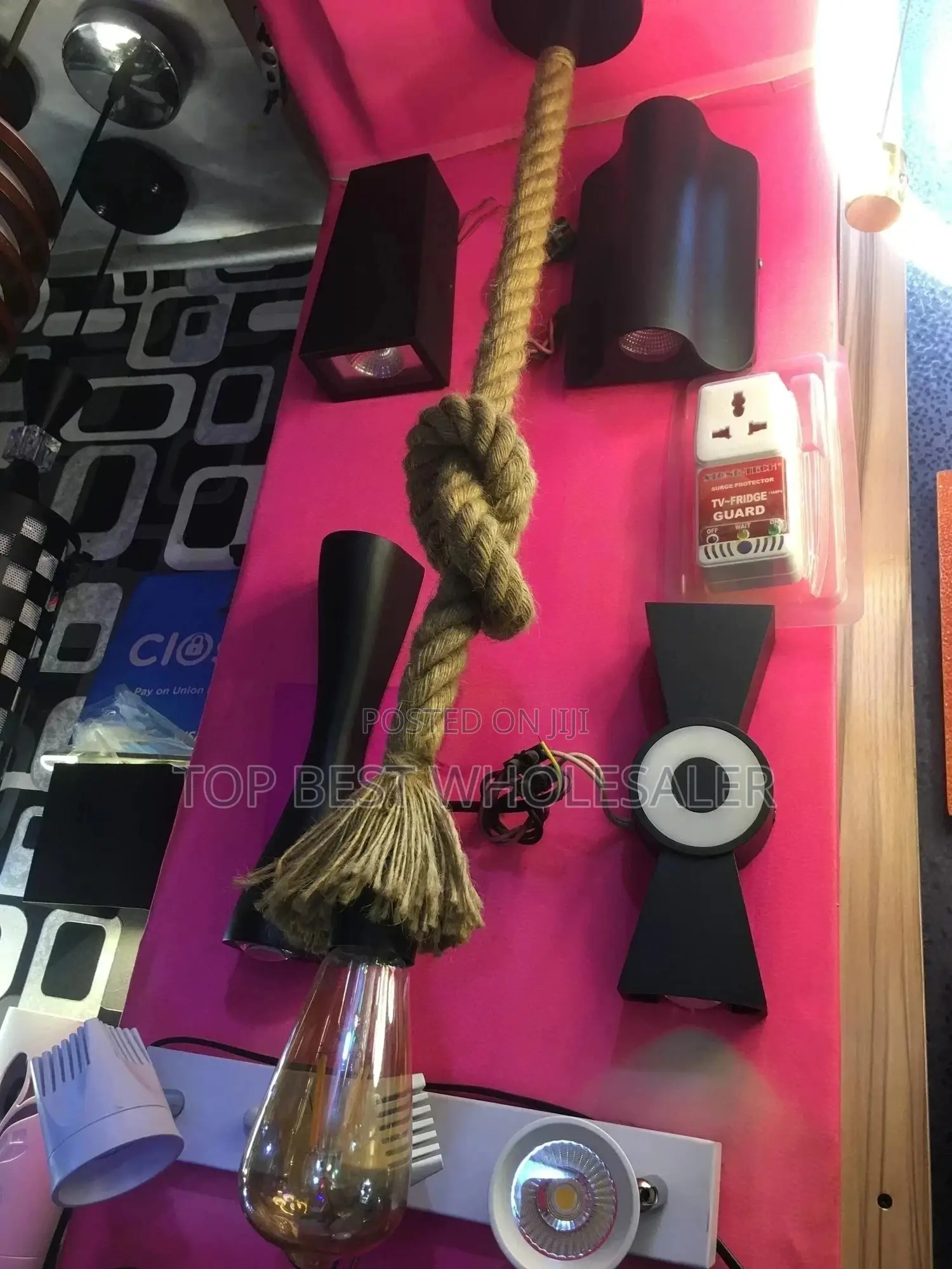 Rope Pendant Light Complete With Bulb