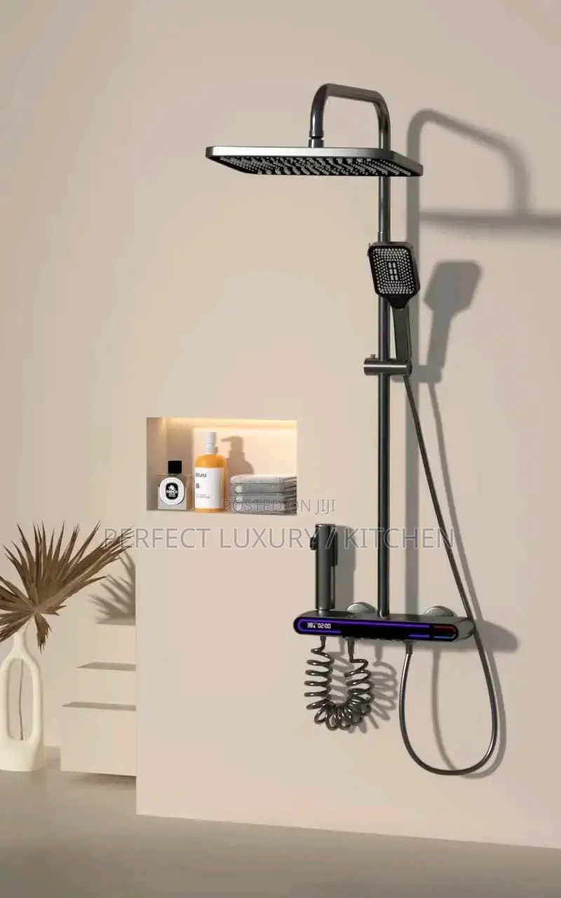 LED Thermostatic Luxury Grey Shower