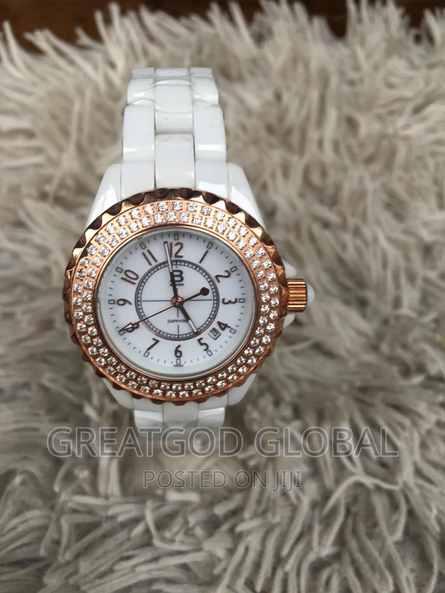 Luxury Binger Sapphire Stoned Ceramic Ladies Wristwatches