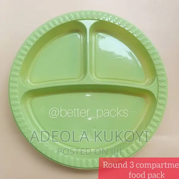 Round 3 Compartments Food Pack - A Pack of 50pcs