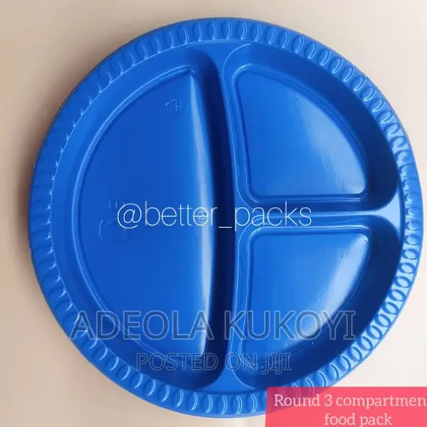 Round 3 Compartments Food Pack - A Pack of 50pcs