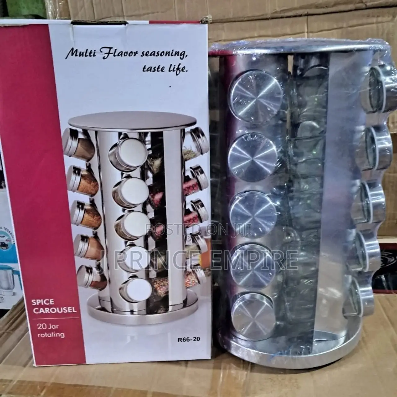 20 Jars Stainless Spice Rack Set Stand Revolving Spice Tower