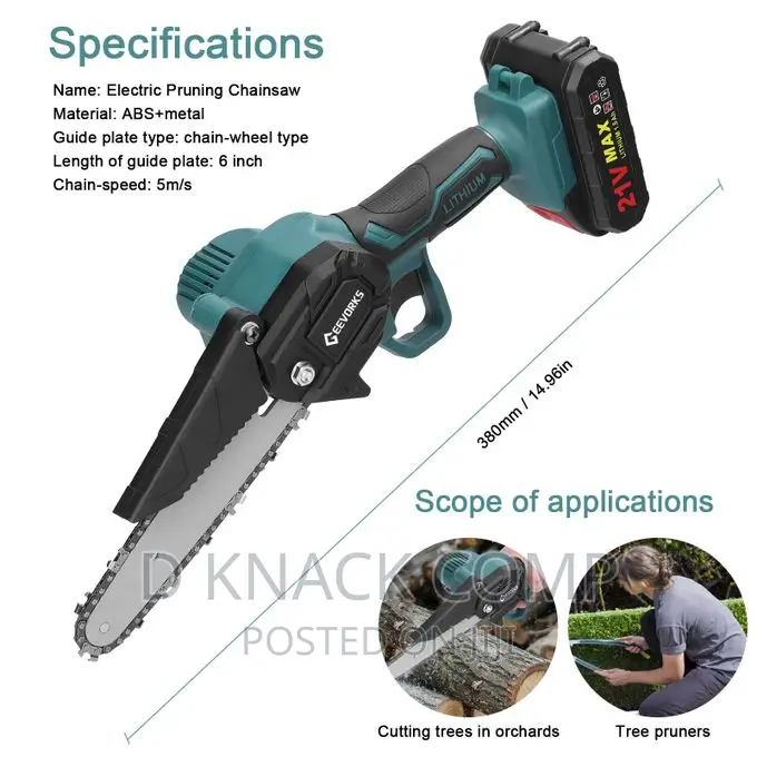 2 Batteries 6inch Portable Electric Pruning Saw Rechargeable