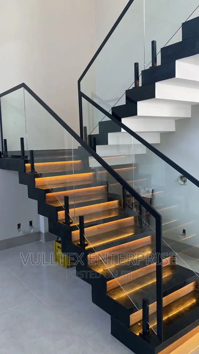 Black Accessories Glass Staircase Rail