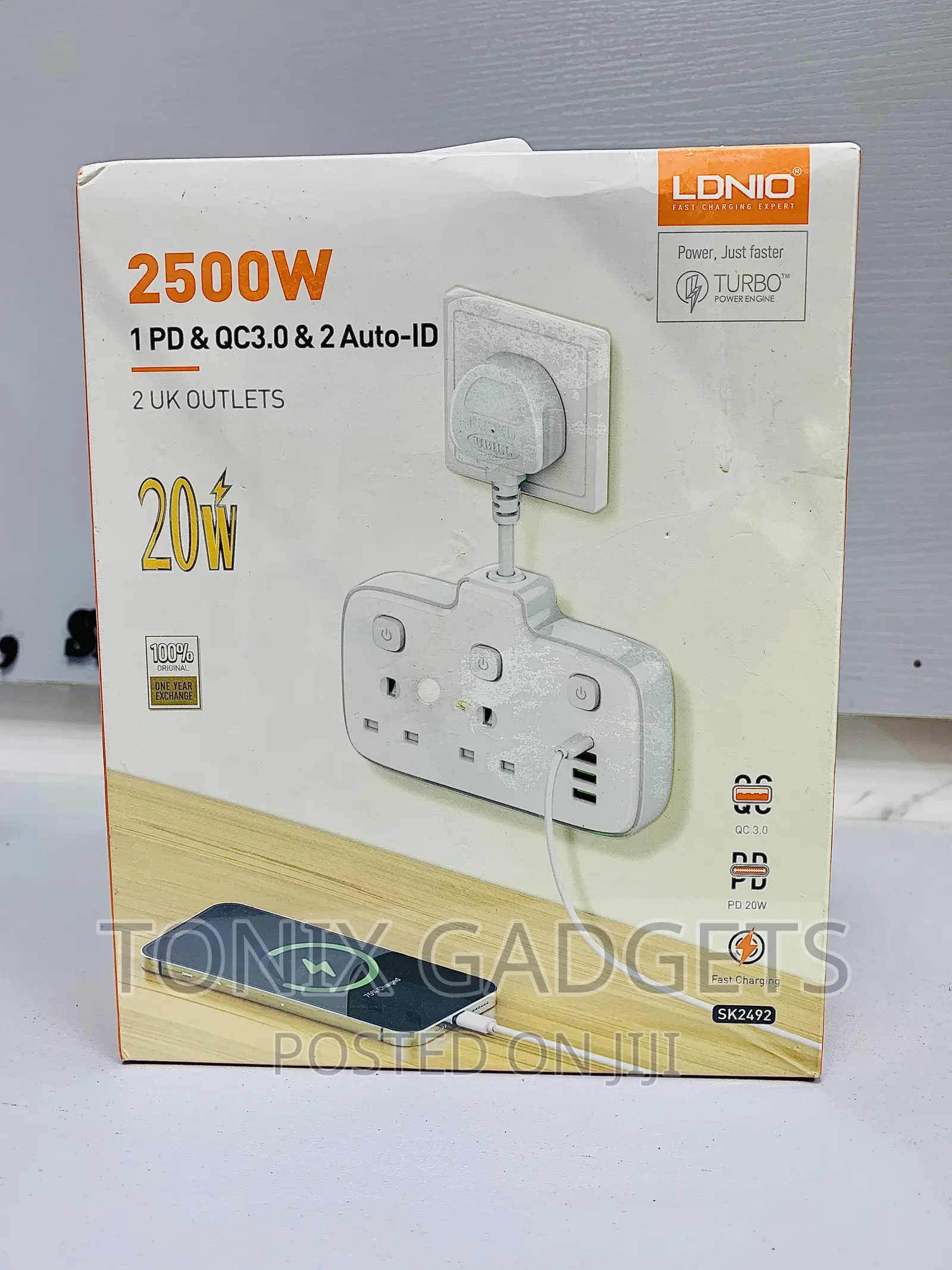 2 Ways Power Extension Socket - 2500W - Model SK2492