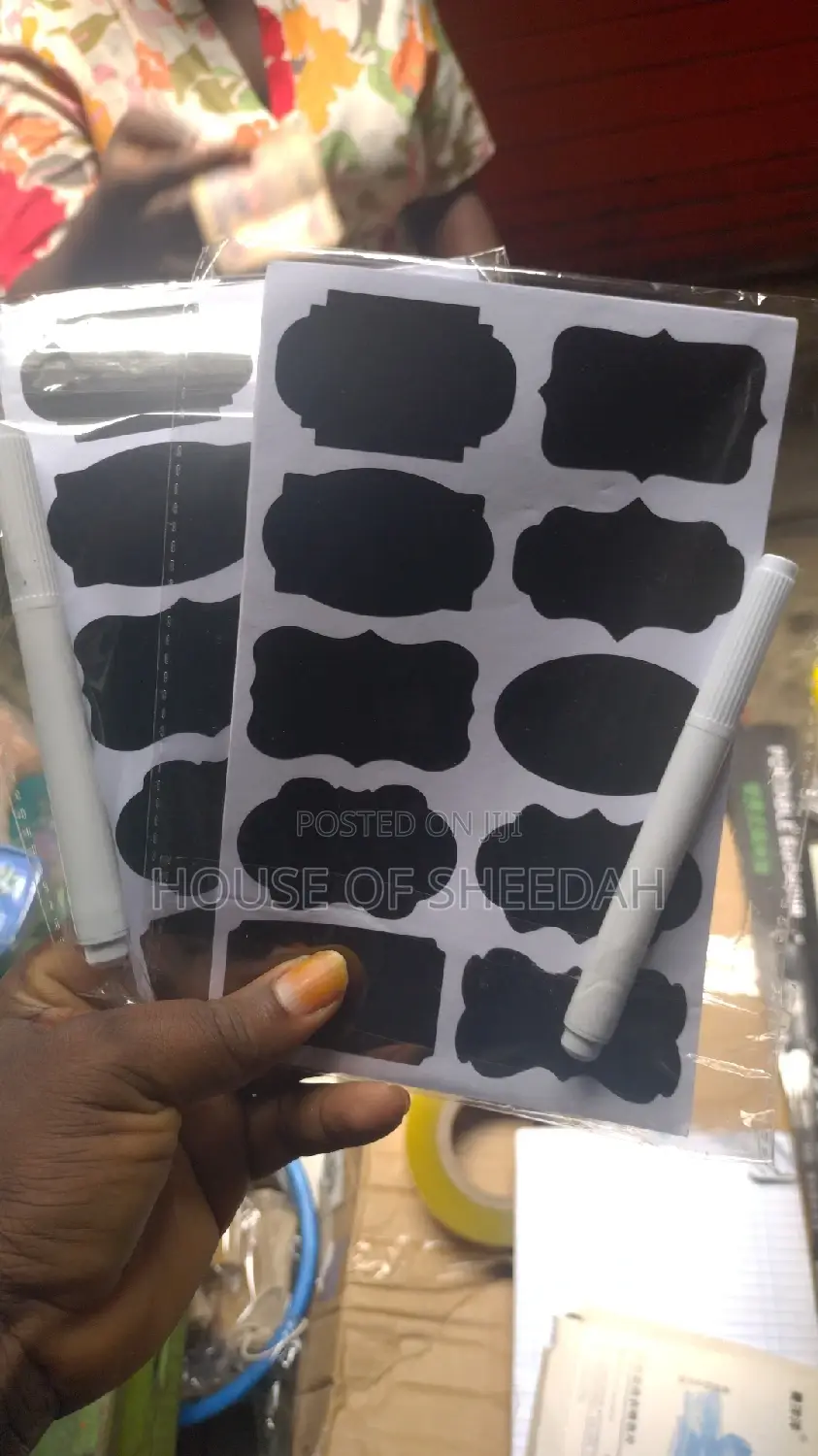 5sheet Adhesive Waterproof Reusable Label Sticker With Pen