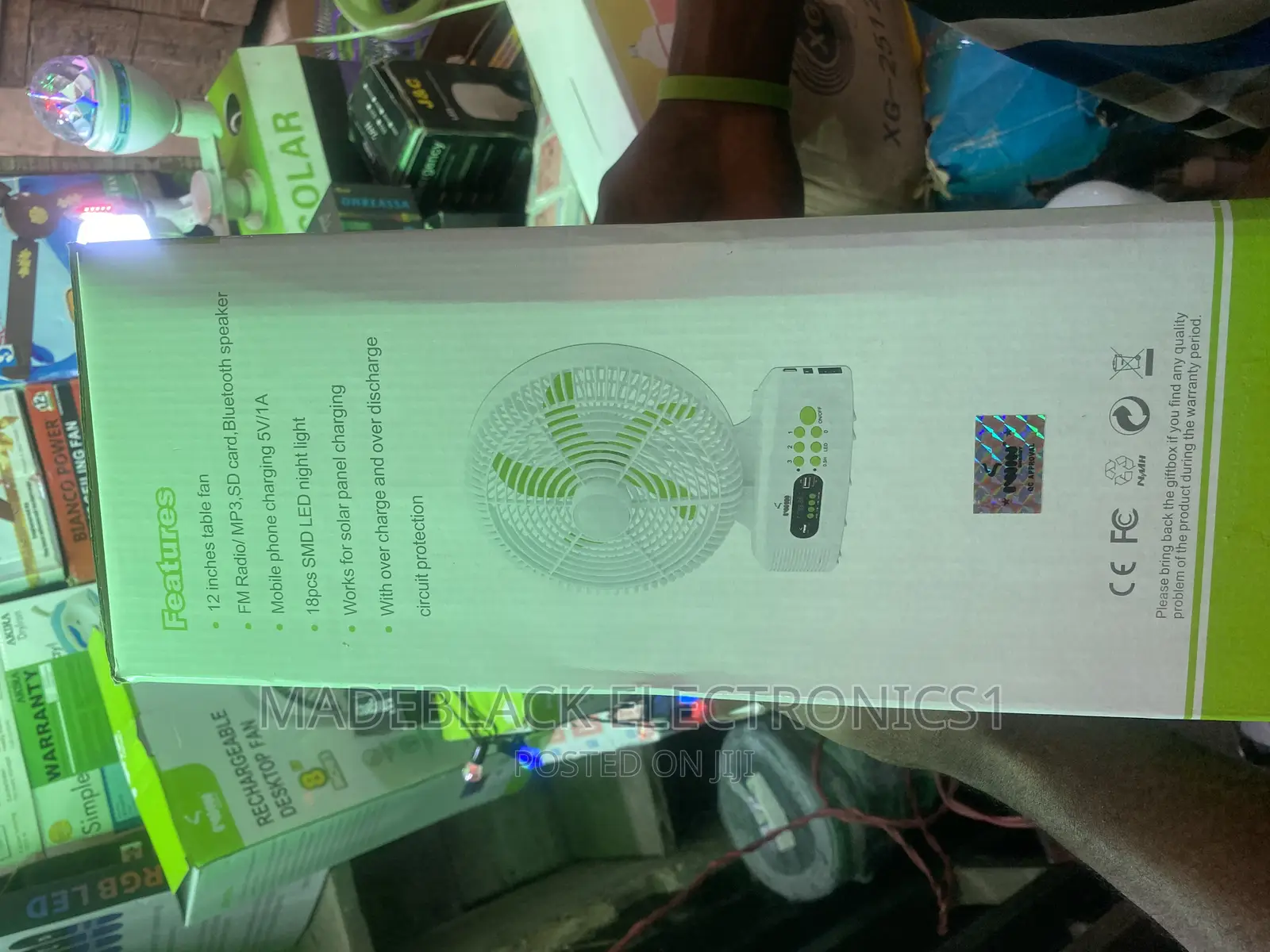 Rechargeable Table Fan With Bluetooth Speaker Ac Dc 12 Inch