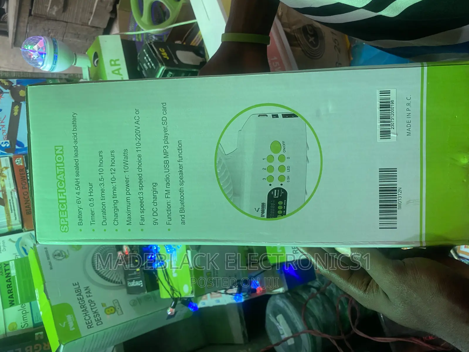 Rechargeable Table Fan With Bluetooth Speaker Ac Dc 12 Inch