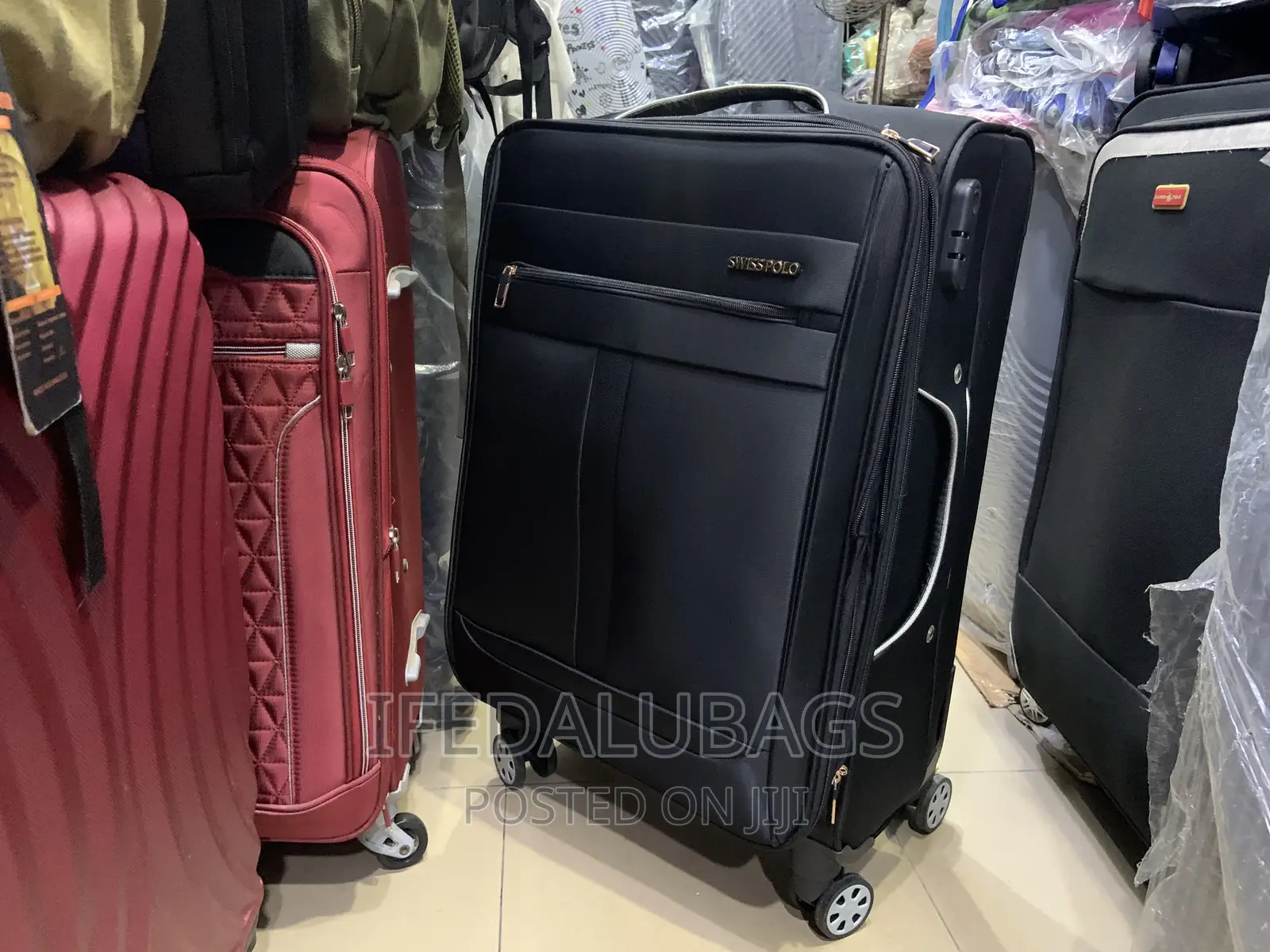 Medium Size Black Swiss Polo Travel Luggage