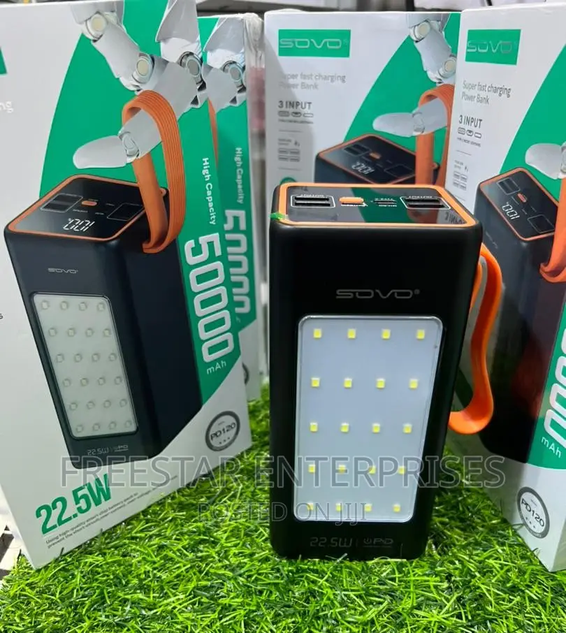 SOVO 50000mah Power Bank. 22.5W Power Bank. 22.5 Watts Power