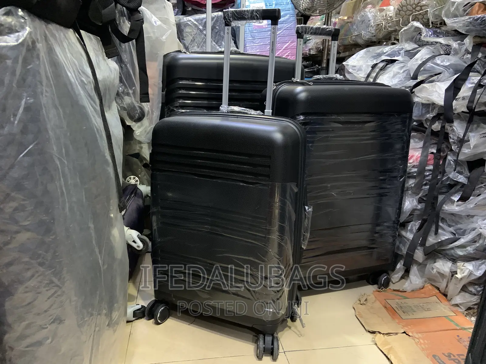 Set Of Quality Black Unbreakable Plastic Travel Luggage