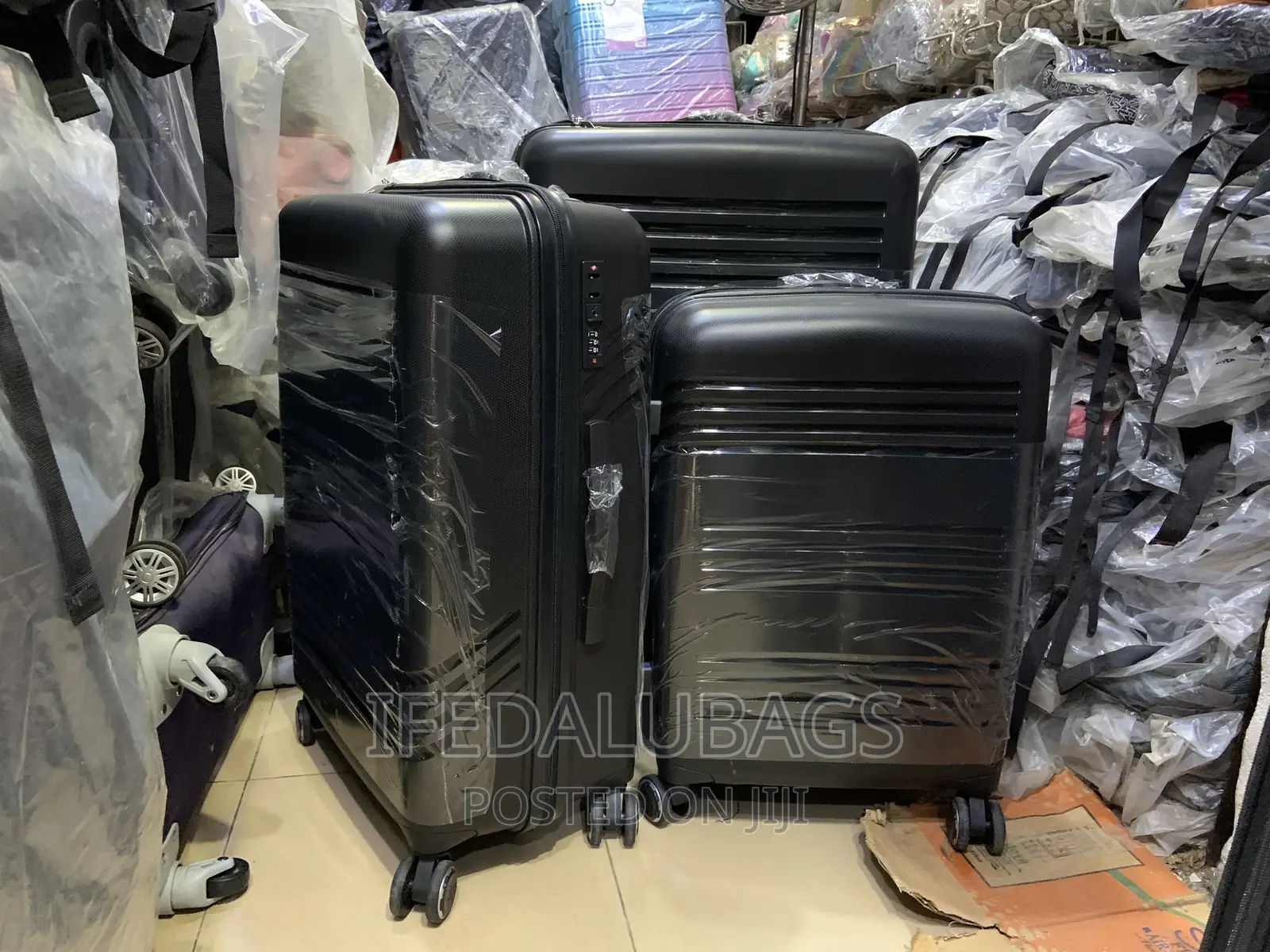 Set Of Quality Black Unbreakable Plastic Travel Luggage