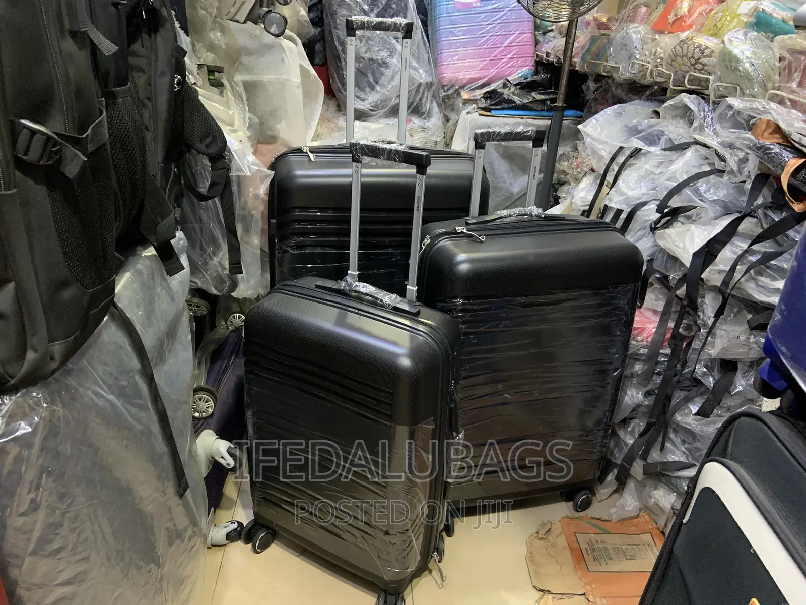 Set Of Quality Black Unbreakable Plastic Travel Luggage