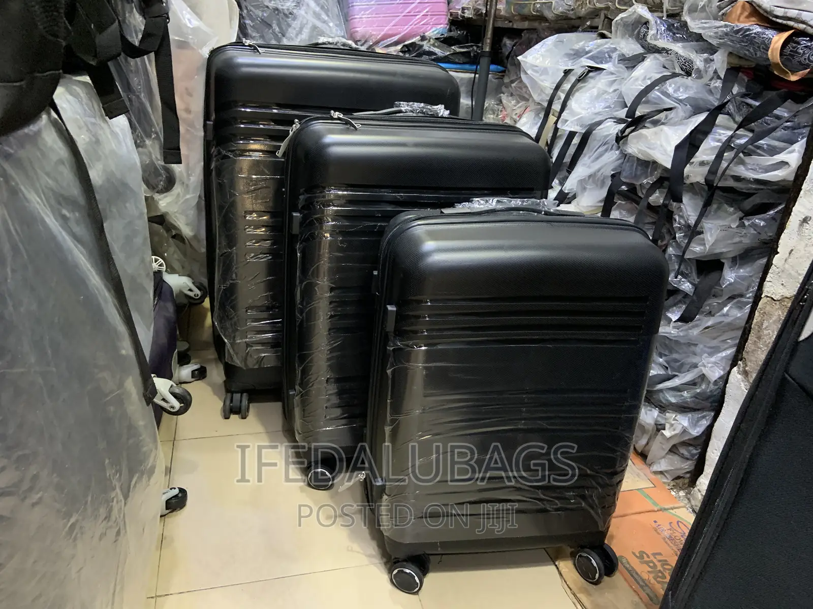 Set Of Quality Black Unbreakable Plastic Travel Luggage