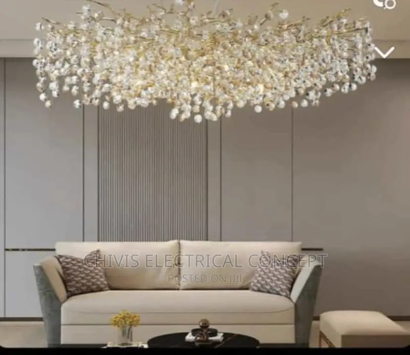 Ceiling Chandelier Gold Money Tree Branch Crystal Pendant