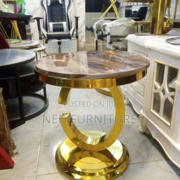 Coffee Table With Gold Entrusted Base