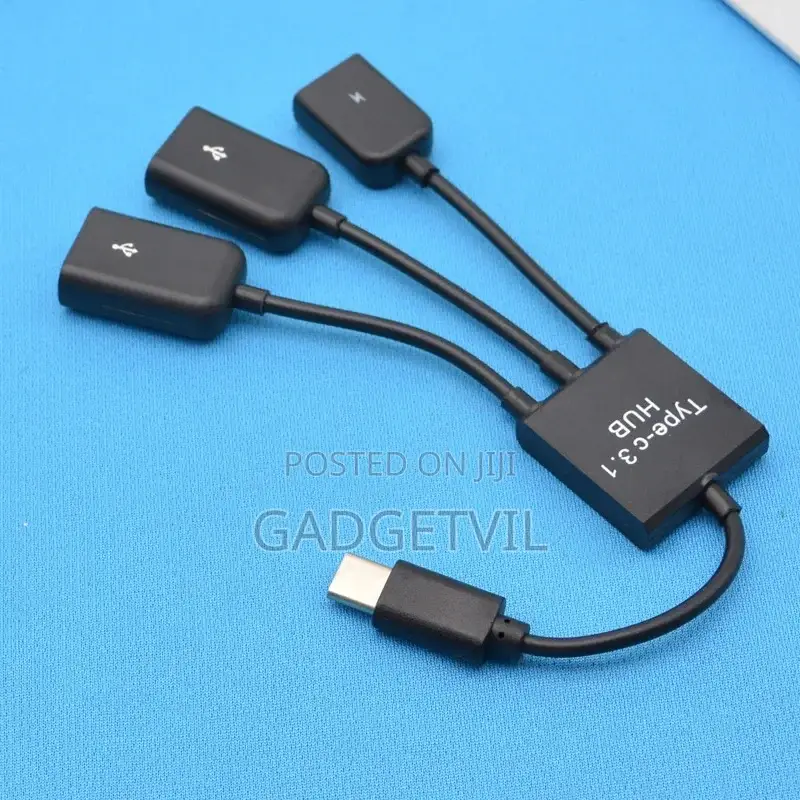 Type C To 2 Usb A Ports + 1 Micro Usb Port Otg Cable