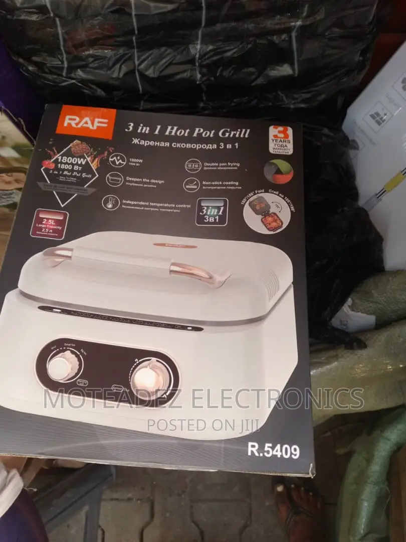 Raf 3in1 Multifunctional Electric Non Stick Hot Pot Grill Cooker