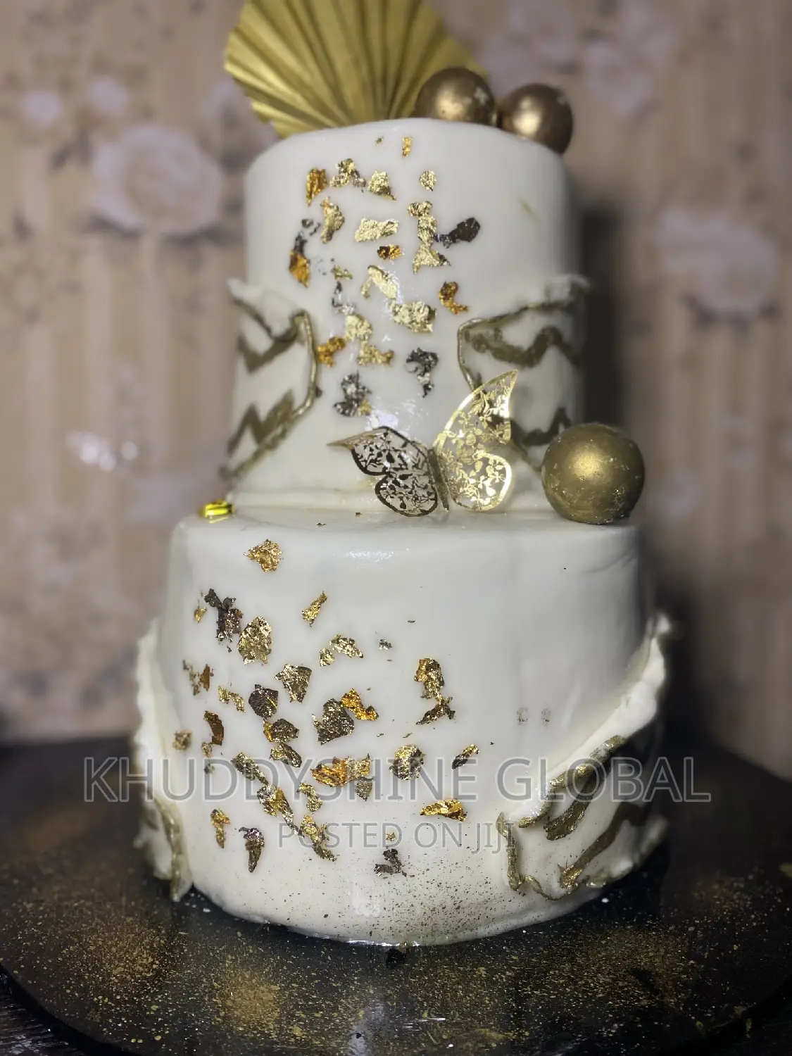White And Gold Wedding Cake Mr/Mrs. Cakes Birthday Cake