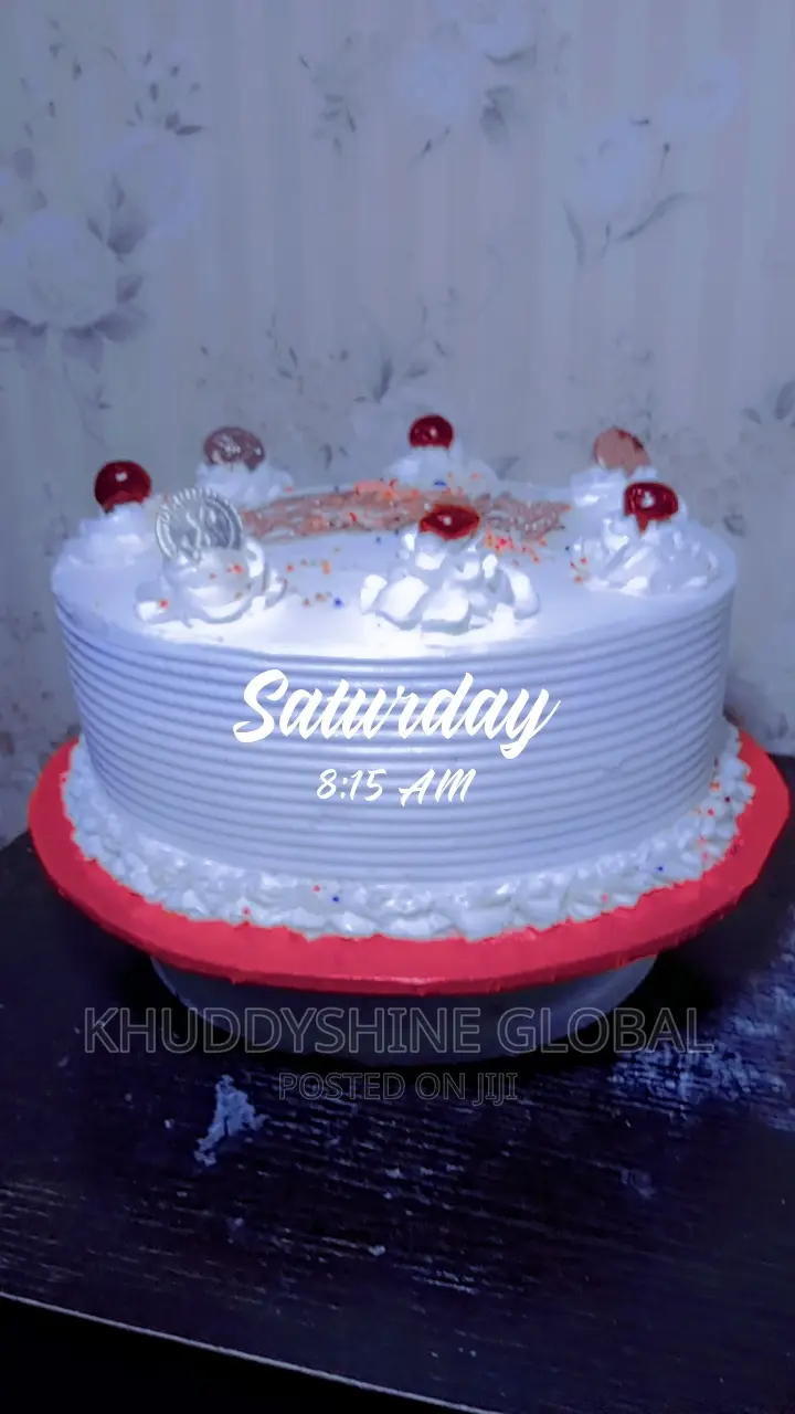 10"4 Inches White With Cherry Toppings Birthday Cakes