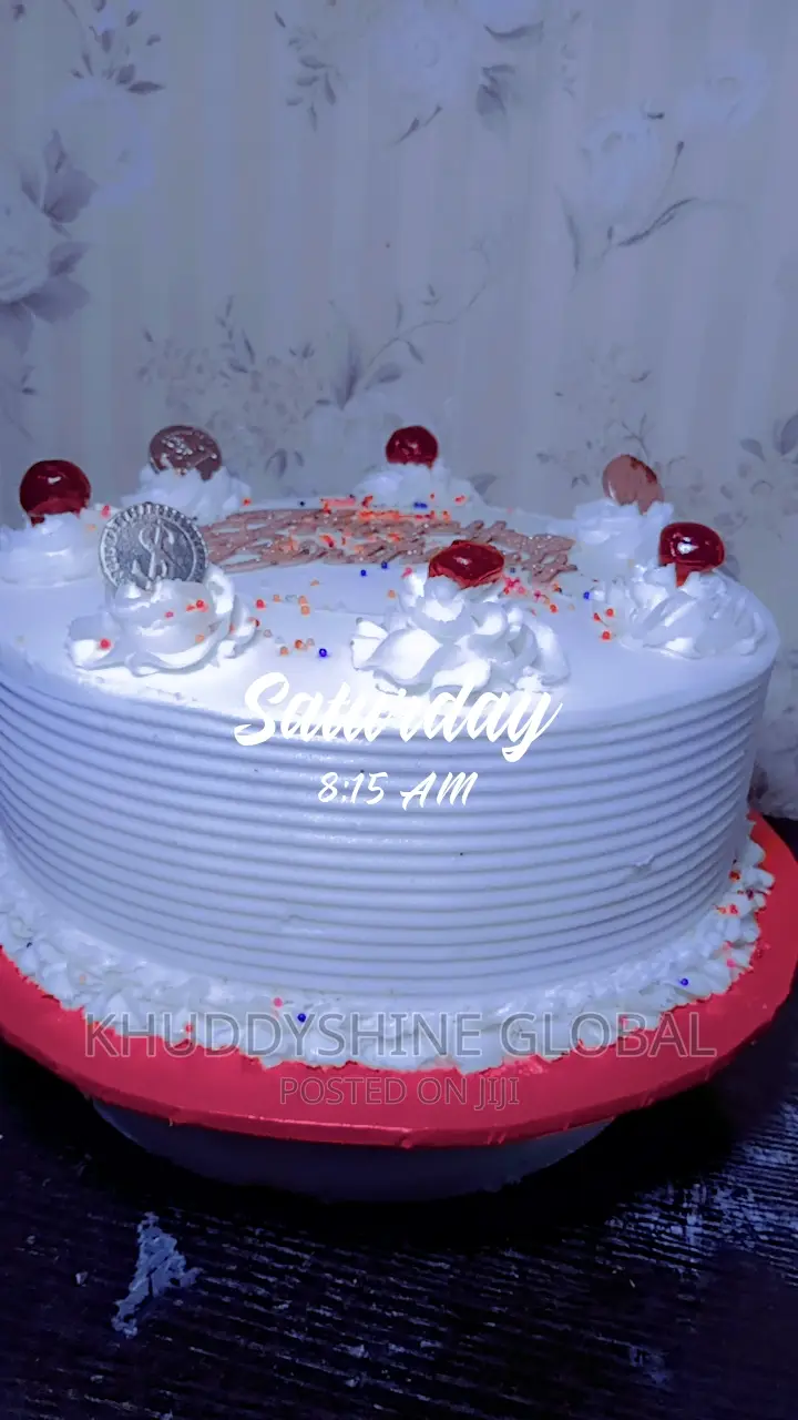 10"4 Inches White With Cherry Toppings Birthday Cakes