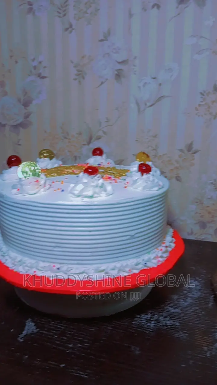 10"4 Inches White With Cherry Toppings Birthday Cakes