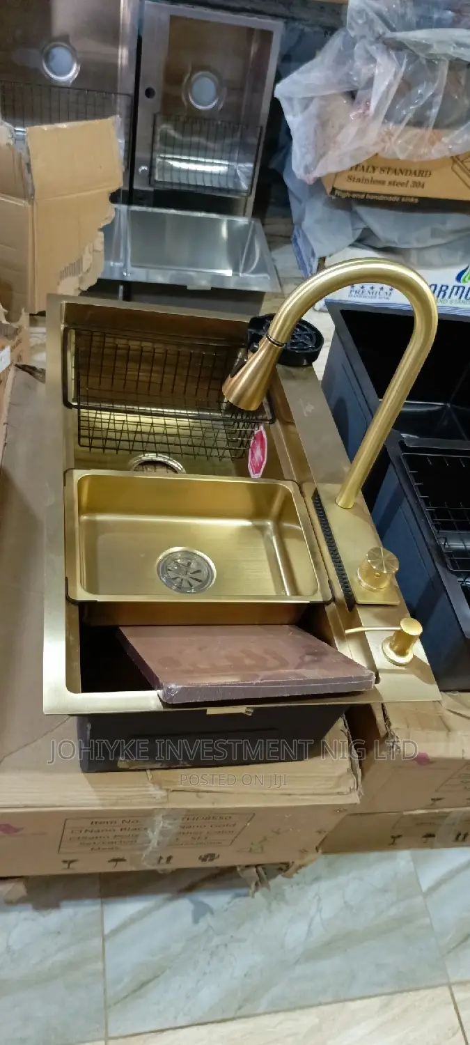 High Quality Italian Double Bowle Golden Kitchen Sink