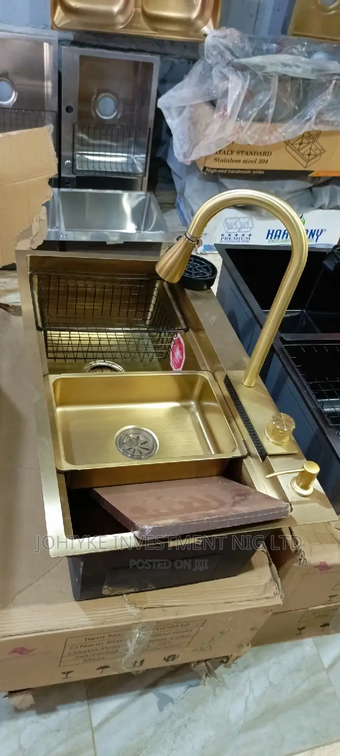 High Quality Italian Double Bowle Golden Kitchen Sink